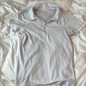 Lululemon White Short Sleeve Polo Shirt with zipper